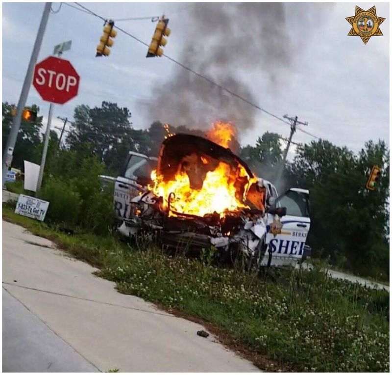 A driver who was involved in a fiery crash with Berkeley County deputies has died from his injuries.  The South Carolina Highway Patrol said the driver died on Wednesday from injuries he sustained this past weekend. 
