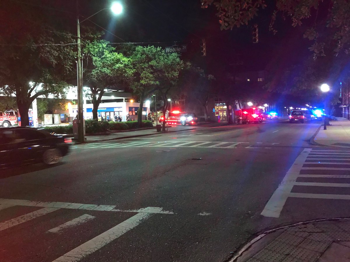 Fire at gas station on Meeting Street.