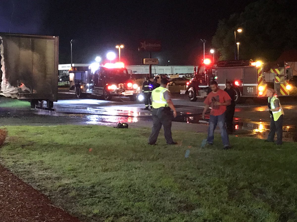 Tractor trailer fire has shut down lanes of Savannah Highway at 165 in Ravenel