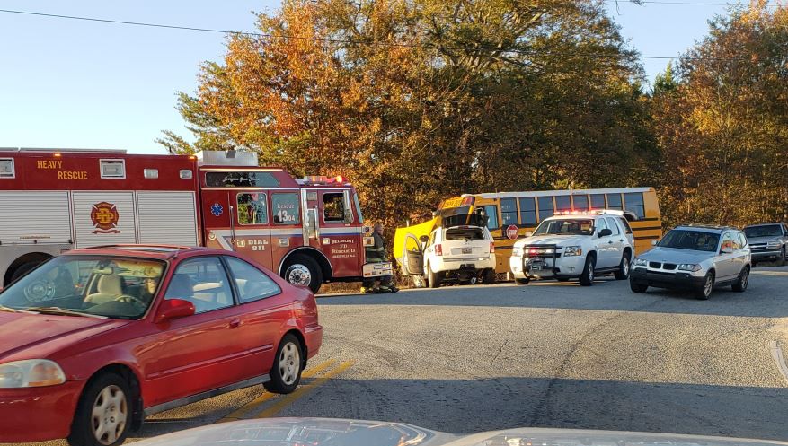 Car crashes head-on into Greenville County school bus; only driver taken to hospital    