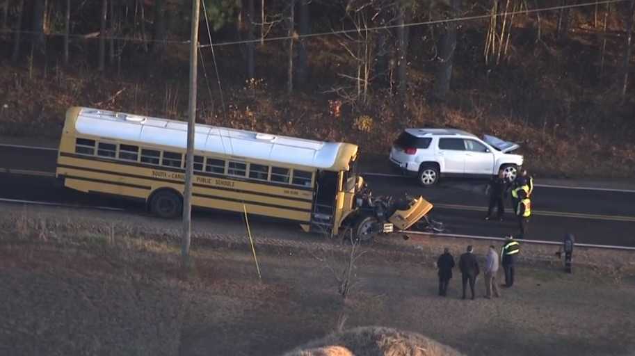 SUV hits school bus head on in Spartanburg County, school district officials say