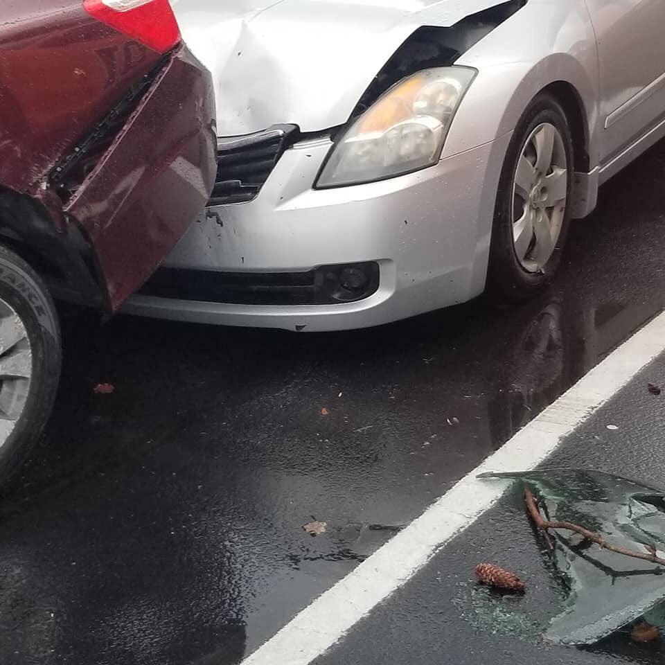 It appears a tornado touched down at Loris High School around 12:45pm this afternoon. No reports of injuries but there was significant damage to cars in the parking lot. 