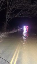 Chester Co. Emergency management director shared this and says they had to rescue a driver just before 3 AM. This was on Humpback Bridge Rd. Lando Fire and Chester Rescue responded. Driver was rescued, no injuries. This road remain barricaded. 