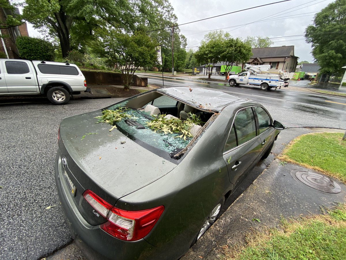 Crew took these shots of the damage on Stone Ave. near Rutherford Street in Greenville after a tree fell across the road.