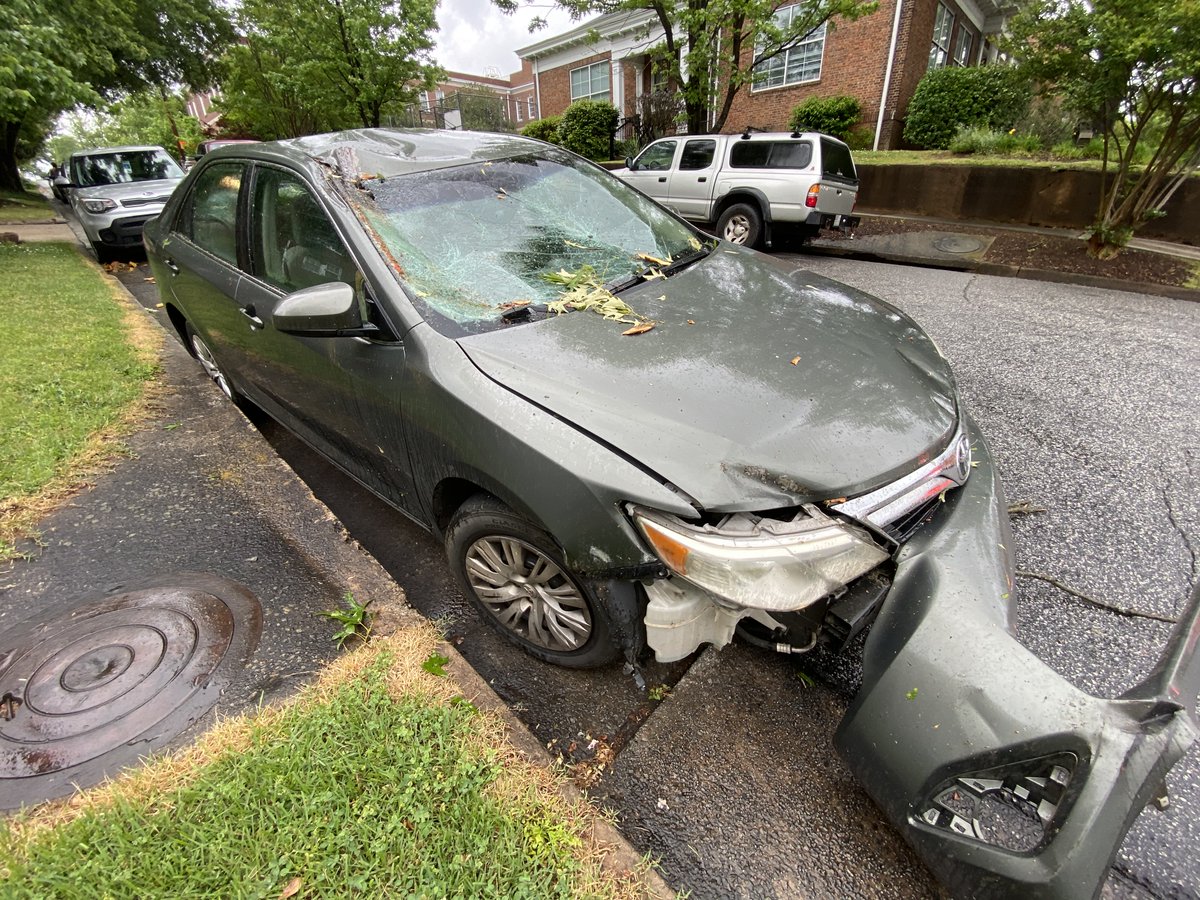 Crew took these shots of the damage on Stone Ave. near Rutherford Street in Greenville after a tree fell across the road.