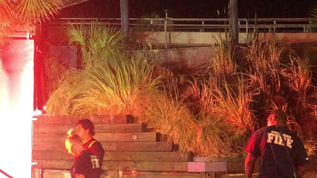 Fire officials say it was a brush fire outside the park. No damage to the building or any slides/rides  