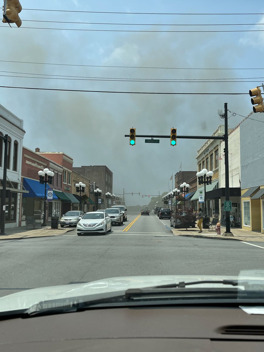 Multiple fire department responding to a structure fire on N Pinckney Street in Union. The area is blocked off. Smoke can be seen through the city of Union right now