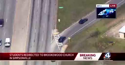 A shooting was reported at Tanglewood Middle School in Greenville, South Carolina  Brookwood Church is where students are being bussed to meet parents. The shooter is in custody. The victim is at a trauma center. 