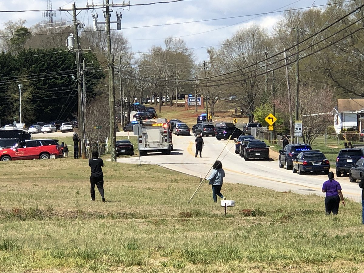 Brookwood Church is where students are being bussed to meet parents. Shooter is in custody. Victim is at trauma center. Students being loaded on to buses now