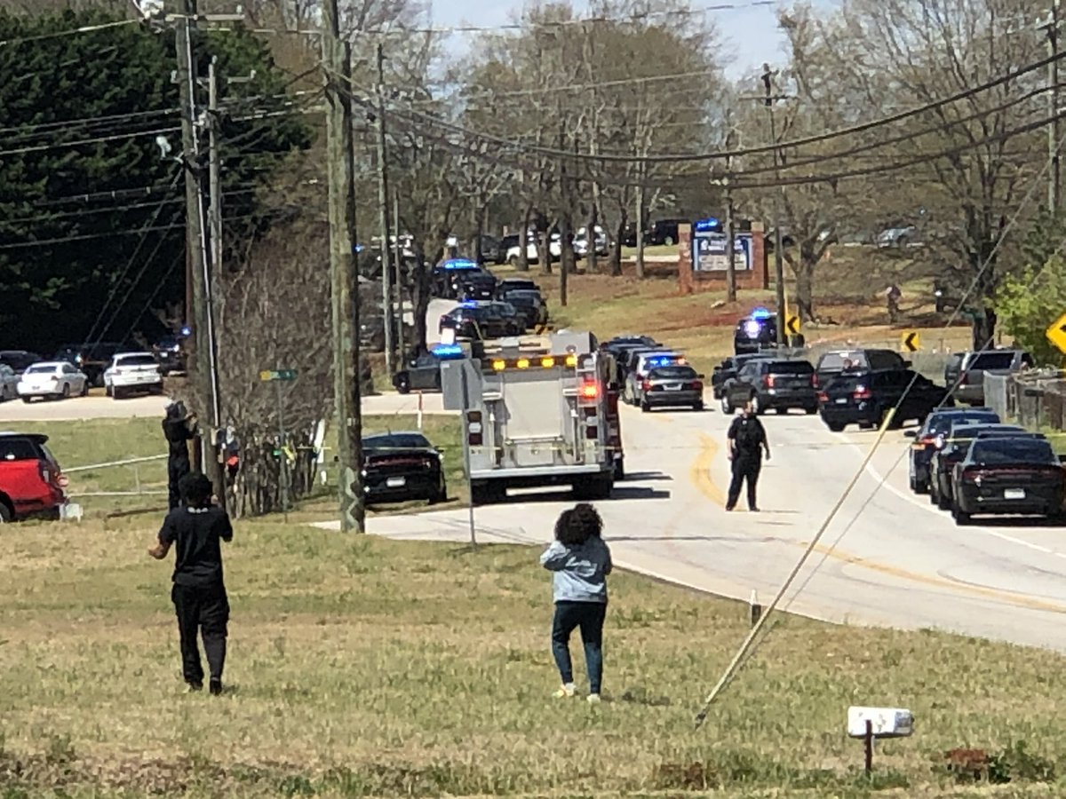 Brookwood Church is where students are being bussed to meet parents. Shooter is in custody. Victim is at trauma center. Students being loaded on to buses now