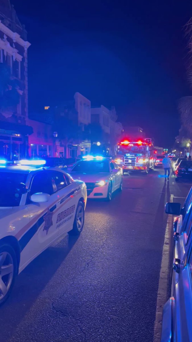 MASSIVE police, fire and EMS presence on King Street in Downtown Charleston.