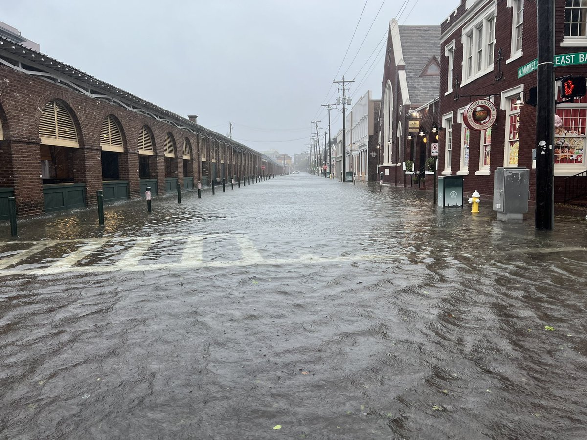 The Market area is now starting to flood in downtown Charleston