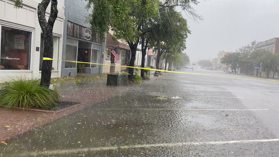 Water is accumulating quickly on Front St. in Georgetown. Drains are beginning to back up