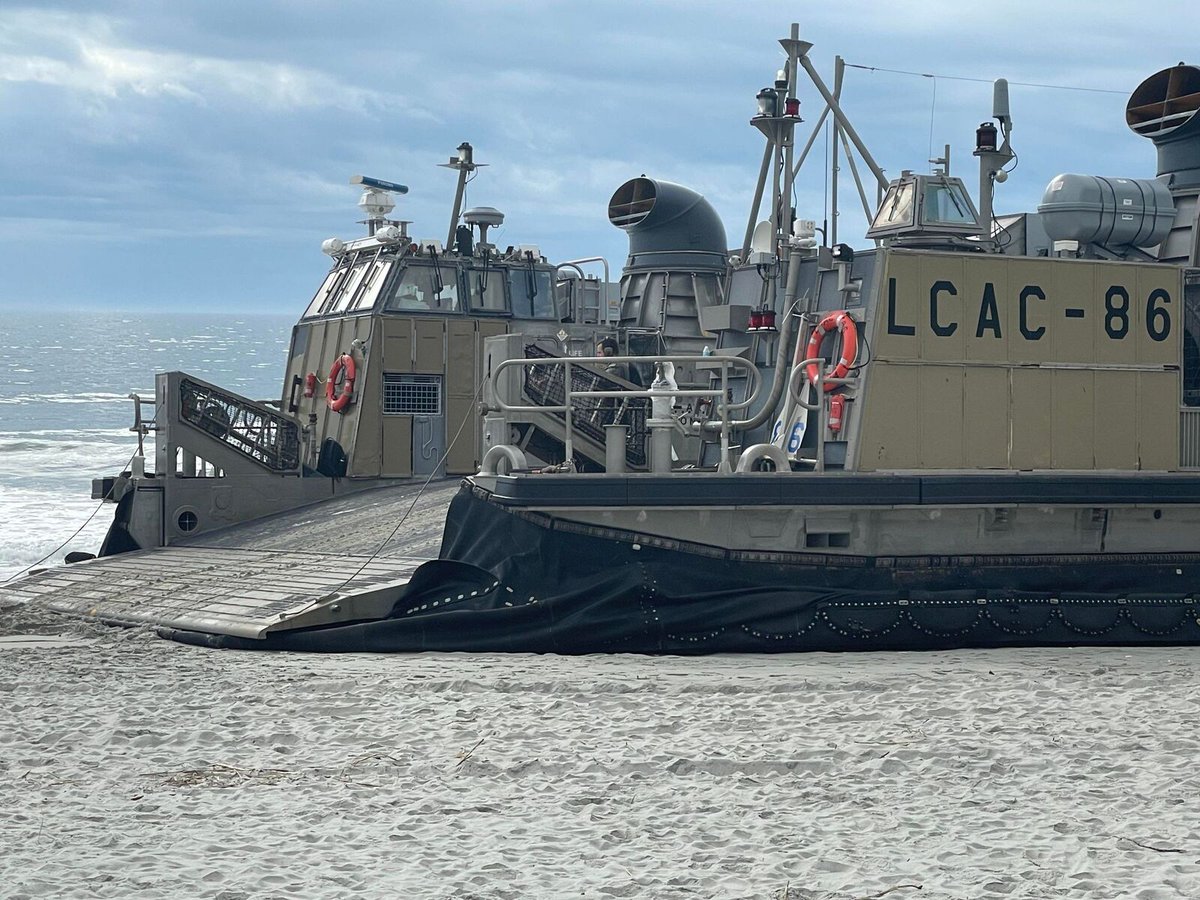 A U.S. Navy vessel was found beached in North Myrtle Beach in South Carolina this morning.  The ship is getting supplies and is right in front of the store, the business said