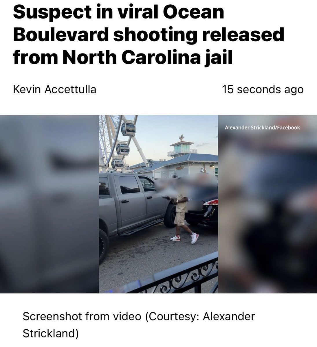 MYRTLE BEACH, S.C. A suspect in an Ocean Boulevard shooting that was recorded and went viral on social media has been released from a North Carolina jail, according to online booking records. Edward Arnell Williams, Jr., was released from the Mecklenburg County Jail
